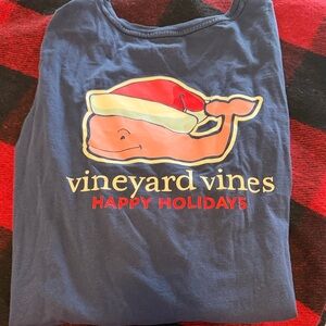 Vineyard Vines Holiday Blanket - Blue with Red and White Accents